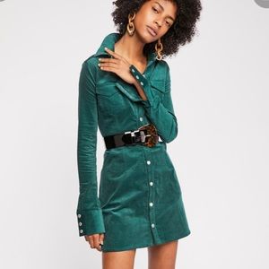 Free People dynamite cord dress in green